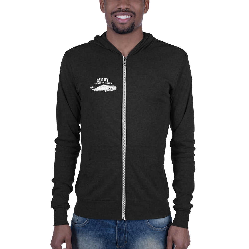 Moby coffee roasters Unisex zip hoodie