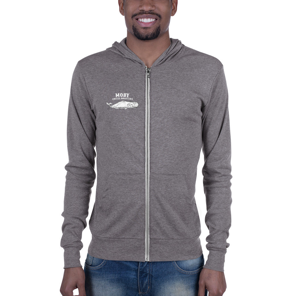 Moby coffee roasters Unisex zip hoodie